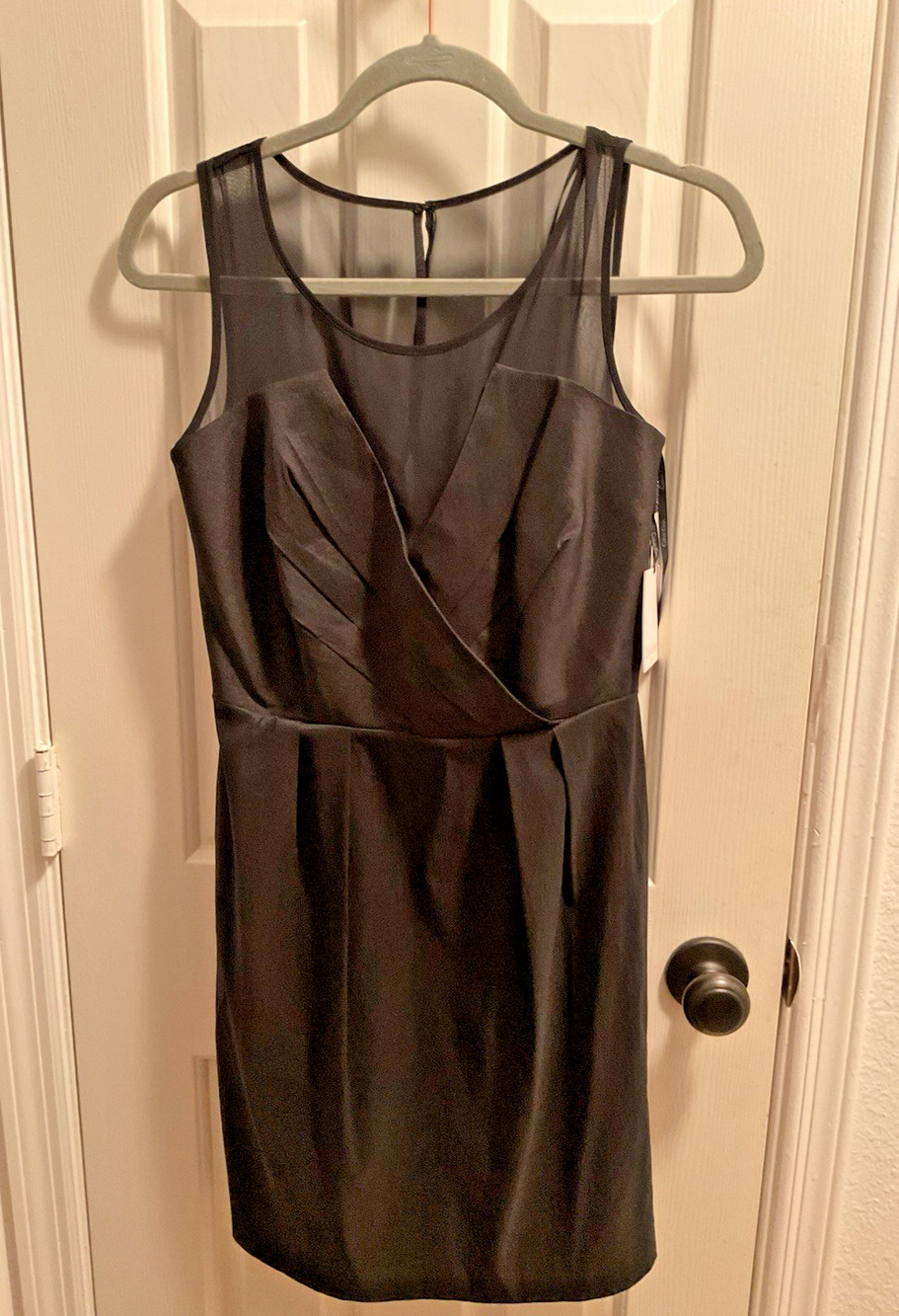 Calvin Klein Women's Black Sheath Dress Size 4 NWT Mesh Sleeveless Cocktail